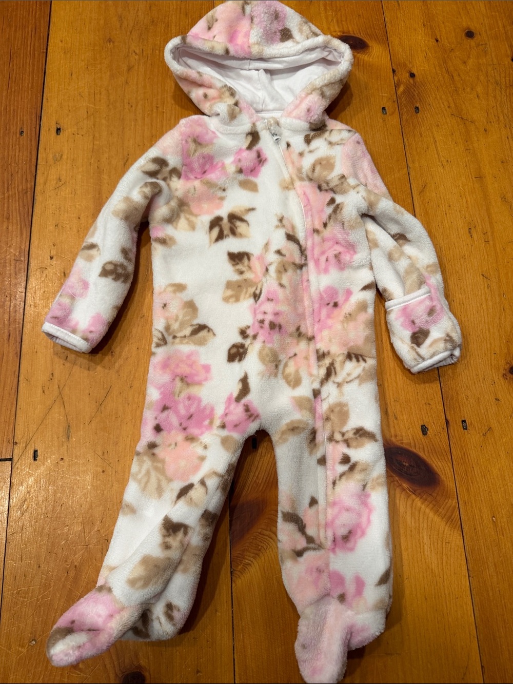 Baby bunting Laura Ashley Floral Fleece Hooded Footed Pink & Cream 6-9 mths